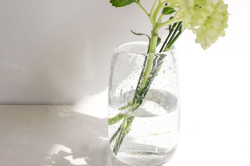 花瓶　透明バブルガラス花器Ｌサイズ